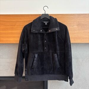 Athleta Women's Recover Cozy Snap Front Sweatshirt Pullover in Black, Size S/P